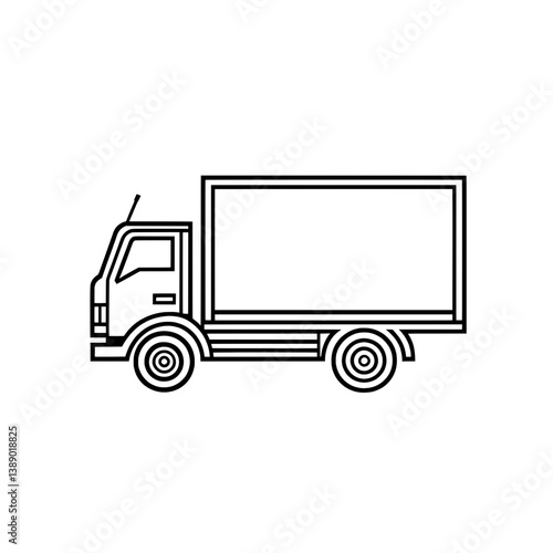 Large delivery truck icon with rectangular cargo box in minimal black outline style