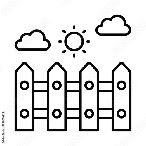 Fence vector outline icon. EPS 10 file
