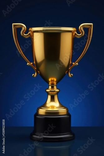 Wallpaper Mural Gleaming gold trophy against deep blue backdrop , goal, celebration, winner Torontodigital.ca