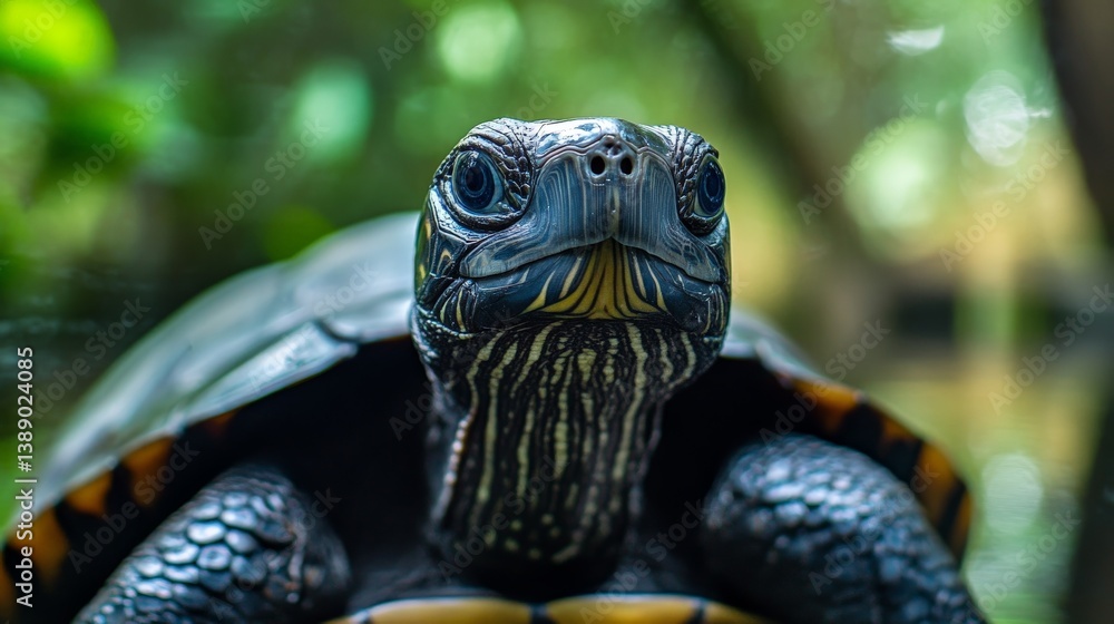 Obraz premium Close up of a turtle's face in its natural habitat