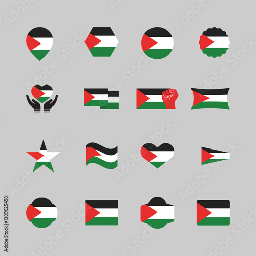 Free Download set of Palestine  flags  icon vector design , free Palestine Palestinian Flag Design Set | 16 Illustration Vector Files  - GFXLoad