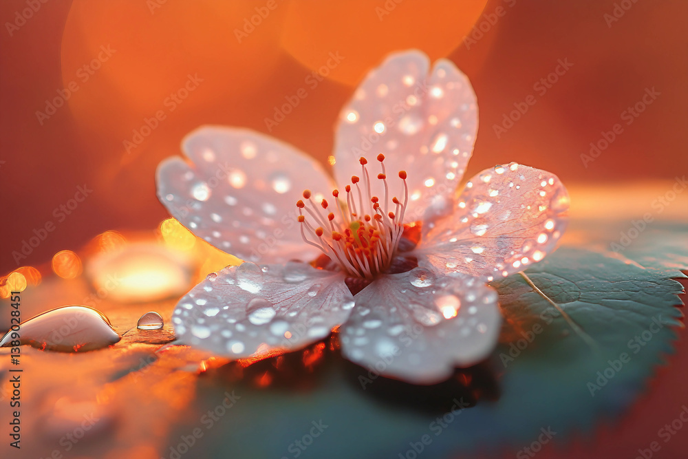 Fototapeta premium Delicate spring blossom flowers floating on calm water surface with soft reflection and peaceful ambiance created with generative ai