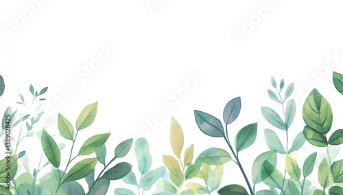 Wallpaper Mural Delicate watercolor leaves border Torontodigital.ca