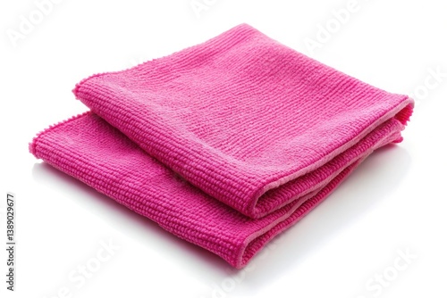 Studio-shot image of pink microfiber cleaning cloths, showcasing their softness and cleanliness.