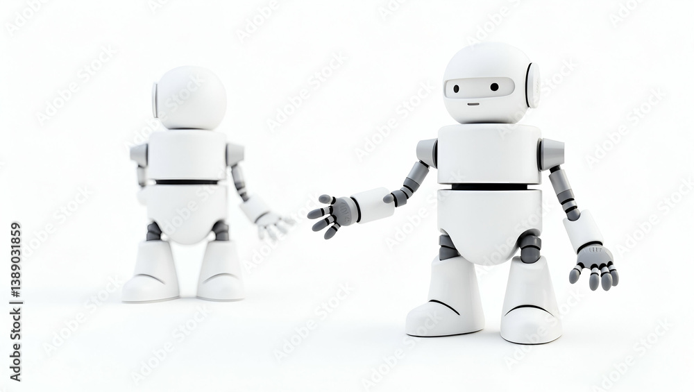 Fototapeta premium Flat The wallpaper design emphasizes robotic automation with expansive empty space and refined minimalism combining advanced machine processes with sleek digital artistry to illustrate the harmonious