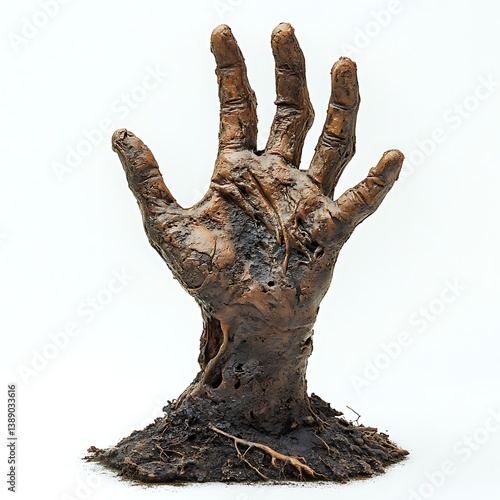 Emerging Hand: A weathered, earthly hand rises from the ground, conveying a sense of resilience and emergence in this unique photo