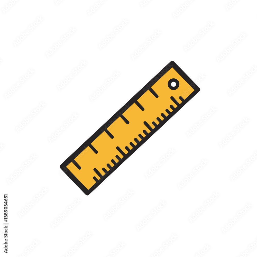Yellow ruler illustration on white background Yellow ruler illustration on white background