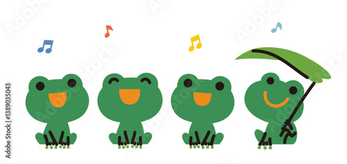 simple illustration of singing frogs
