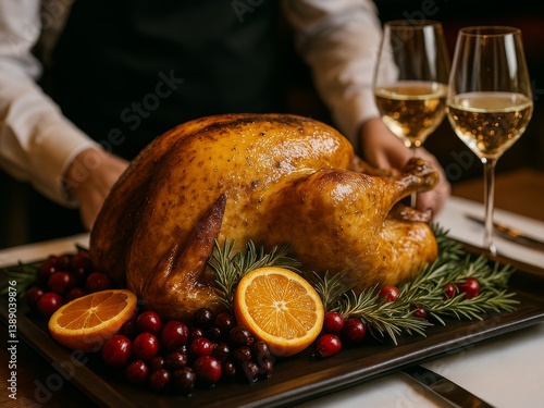 Roasted Turkey Thanksgiving Dinner Feast Festive Food Holiday Meal