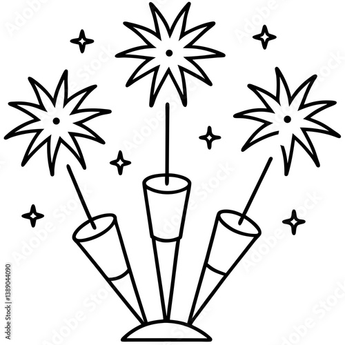 Firecracker Frenzy Vector - Printable Festive Fireworks Graphic Design File