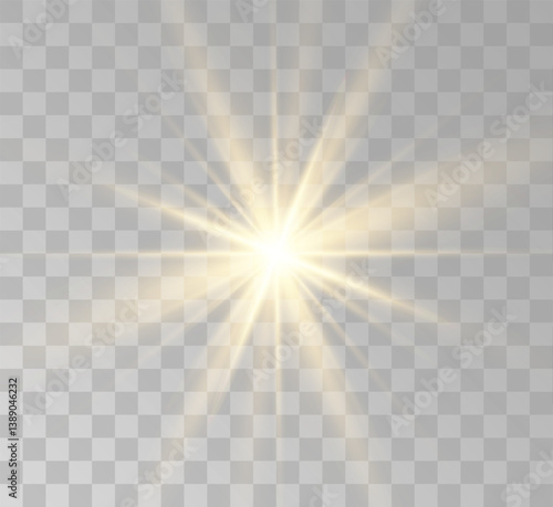 Transparent yellow sunlight special lens flash light effect. Front solar flare lenses	
