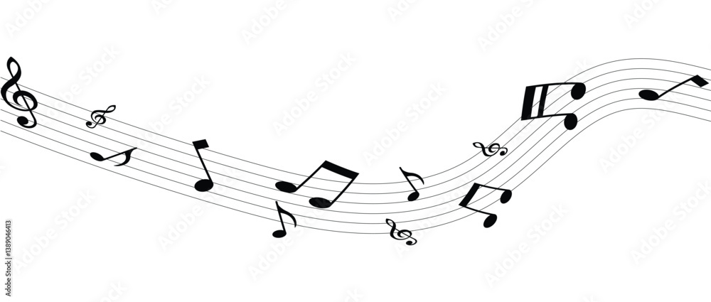 Music notes waves on a white, Curve musical signs, sound wave line symbol in eps 10. Music notes waves on a white, Curve musical signs, sound wave line symbol in eps 10.