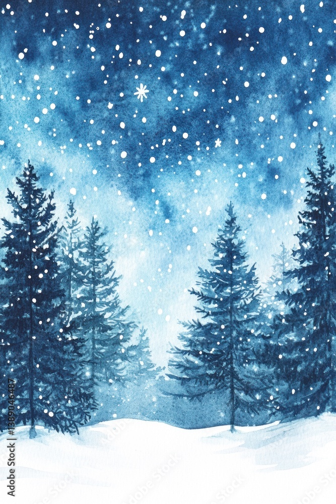 custom made wallpaper toronto digitalWinter wonderland showing snowfall above evergreen trees and a snowy ground