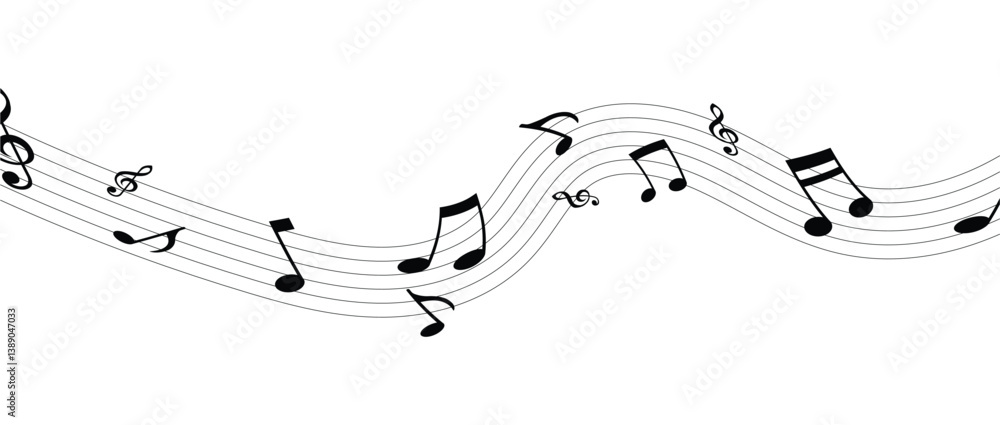 Music notes waves on a white, Curve musical signs, sound wave line symbol in eps 10. Music notes waves on a white, Curve musical signs, sound wave line symbol in eps 10.