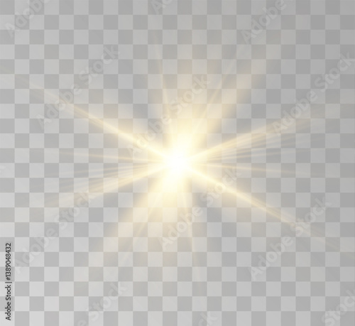 Transparent yellow sunlight special lens flash light effect. Front solar flare lenses	