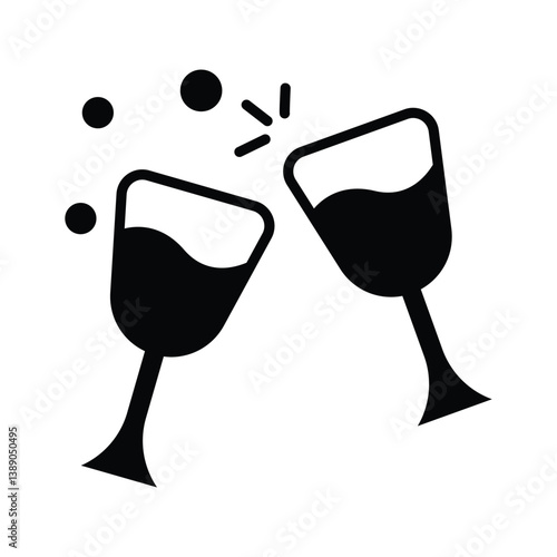 Visually appealing glyph icon showing wine cheers