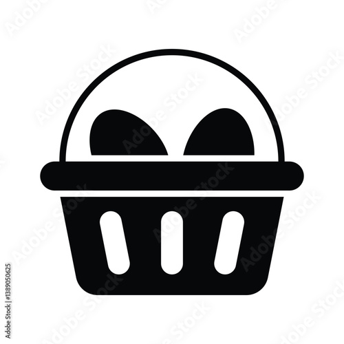 Here is a glyph icon of easter egg basket