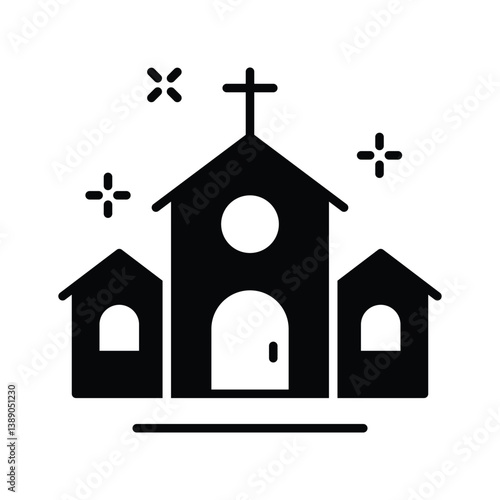 Get this modern glyph icon of church building