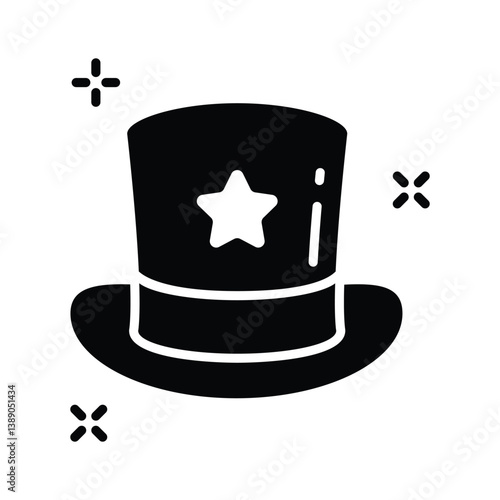 Ready to use glyph icon depicting magic hat