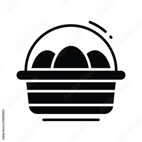 Ready to use glyph icon depicting easter basket filled with eggs