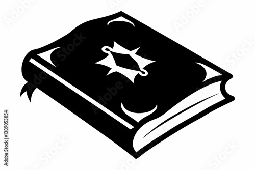ancient spellbook silhouette vector illustration