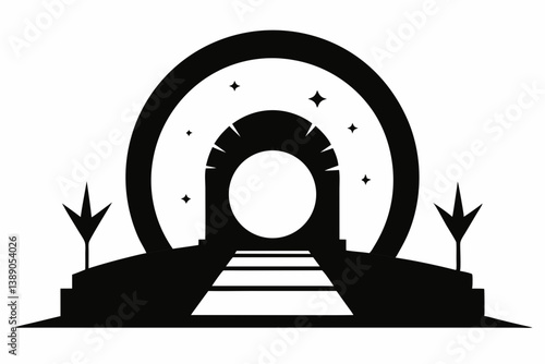 teleportation portal silhouette vector 