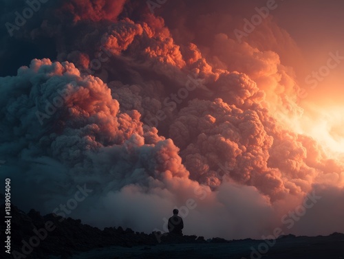 Obraz na płótnie forest fire and volcanic eruption. w salonie