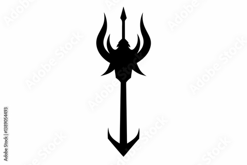 trident of poseidon silhouette vector illustration 