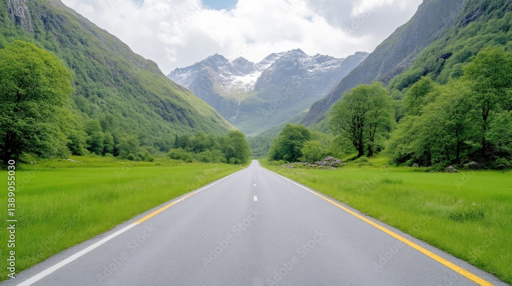 Fototapeta premium Scenic mountain road through lush valley