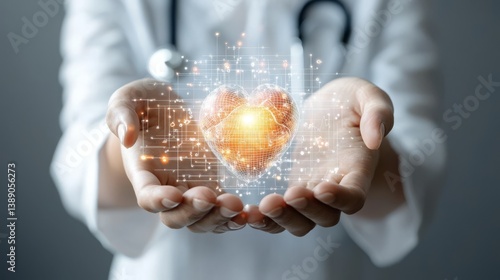 Virtual Heart in Hands – Cardiology and Healthcare Concept
