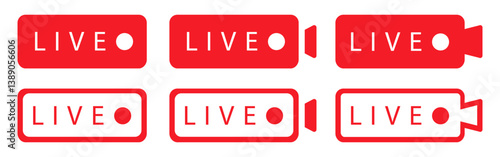 Set of isolated icons for streaming, live broadcast, blog, television, shows etc. Vector
