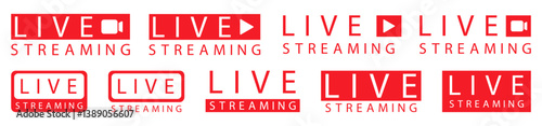 Set of isolated icons for streaming, live broadcast, blog, television, shows etc. Vector
