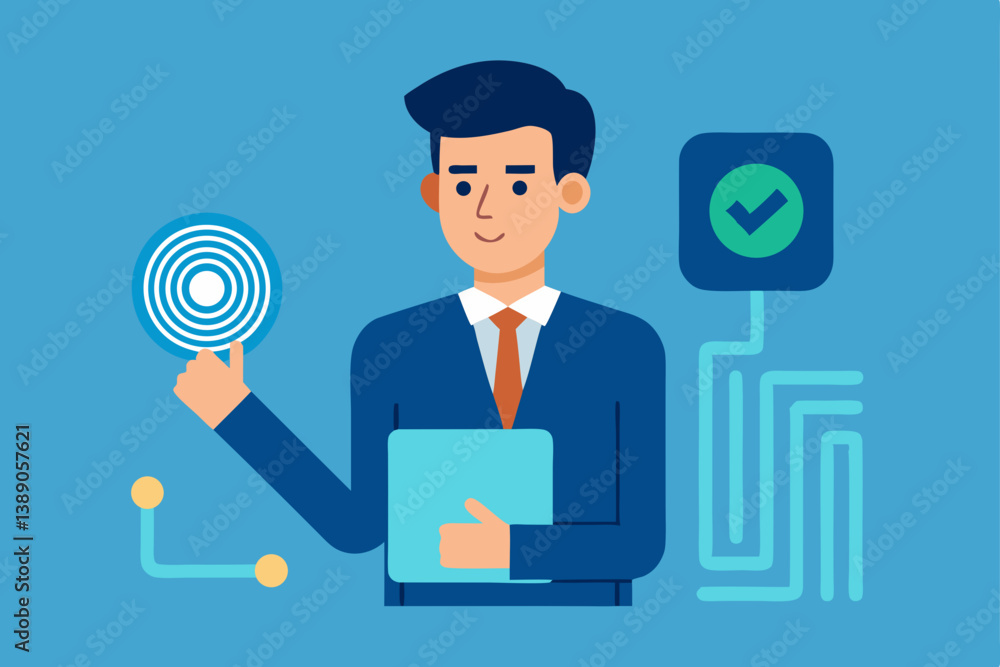 business man with social network icon business man with social network icon