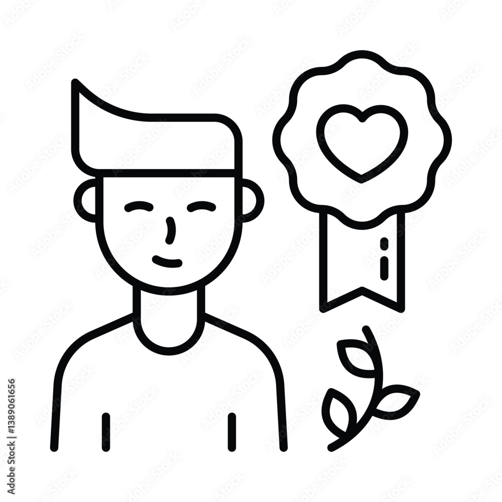 Favourite Person vector outline icon. EPS 10 file