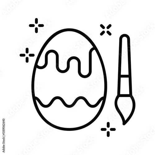 A handy outline style icon depicting egg painting