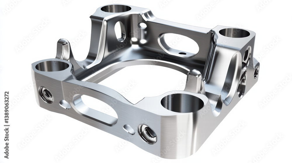Obraz premium Precision Engineered Component: A meticulously crafted, metallic industrial component, showcasing intricate design and technical prowess.