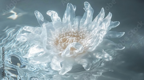 Ethereal Aquatic Bloom: A Crystal Flower's Serene Submergence