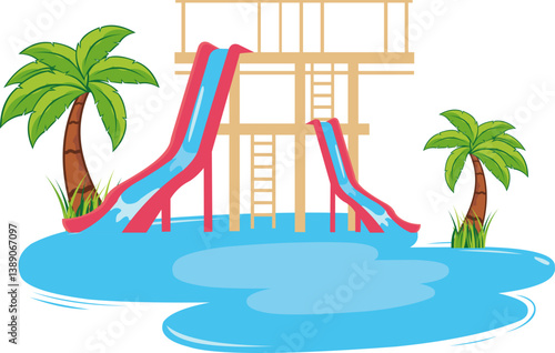 Water park Pool slides aqua attractions for kids swimming