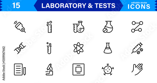 Set of Laboratory and Test Icons. Perfect for Scientific, Medical, and Research-Based Projects to Enhance Your Designs.