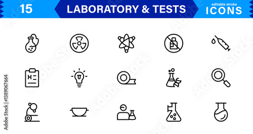 Set of Laboratory and Test Icons. Perfect for Scientific, Medical, and Research-Based Projects to Enhance Your Designs.