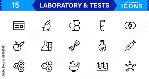 Set of Laboratory and Test Icons. Perfect for Scientific, Medical, and Research-Based Projects to Enhance Your Designs.