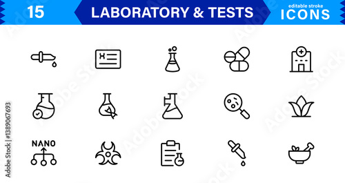 Set of Laboratory and Test Icons. Perfect for Scientific, Medical, and Research-Based Projects to Enhance Your Designs.