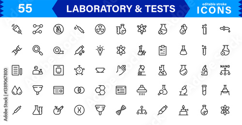 Set of Laboratory and Test Icons. Perfect for Scientific, Medical, and Research-Based Projects to Enhance Your Designs.