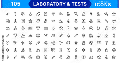 Set of Laboratory and Test Icons. Perfect for Scientific, Medical, and Research-Based Projects to Enhance Your Designs.