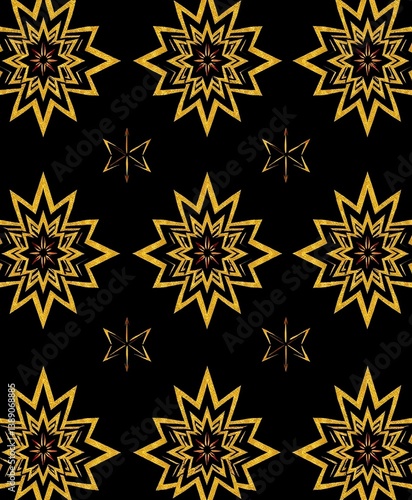 Midnight Geometry: Elegant Black & Gold Aesthetic with Emerald Accents