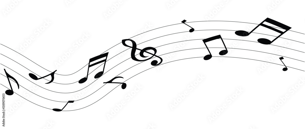 Elegant pattern of musical notes and treble clef flowing in harmony. Ideal for music sheet designs, banners, and abstract creative backgrounds. A modern, minimalist approach to melody in eps 10. Elegant pattern of musical notes and treble clef flowing in harmony. Ideal for music sheet designs, banners, and abstract creative backgrounds. A modern, minimalist approach to melody in eps 10.
