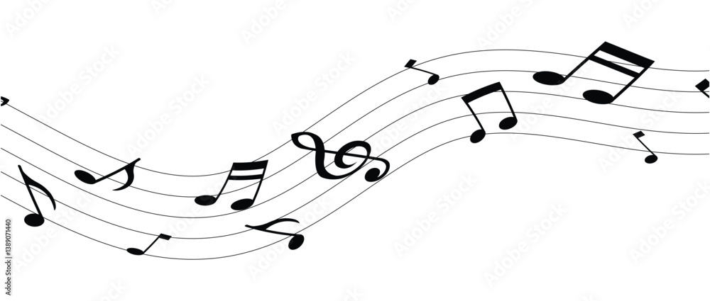 Elegant pattern of musical notes and treble clef flowing in harmony. Ideal for music sheet designs, banners, and abstract creative backgrounds. A modern, minimalist approach to melody in eps 10. Elegant pattern of musical notes and treble clef flowing in harmony. Ideal for music sheet designs, banners, and abstract creative backgrounds. A modern, minimalist approach to melody in eps 10.