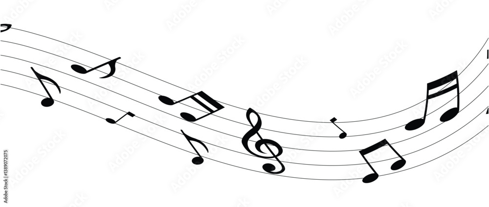 Musical notes line pattern symbols vector icon, Music notes background, Abstract black smooth wave on a white background. Varieties of musical notes. Musical background. vector illustration in eps 10. Musical notes line pattern symbols vector icon, Music notes background, Abstract black smooth wave on a white background. Varieties of musical notes. Musical background. vector illustration in eps 10.