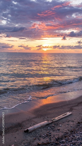A stunning sea view with a sandy shore, showcasing a vibrant landscape with vivid colors. Tranquil waves meet golden sands under a breathtaking sky, perfect for travel and nature themes. 