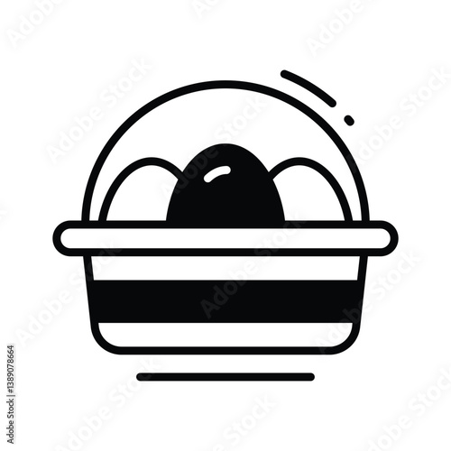 Ready to use glyph icon depicting easter basket filled with eggs